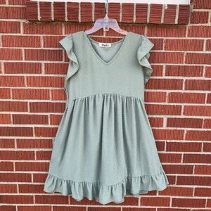 Haptics womens Sage Green Ruffle Sleeve babydoll Dress